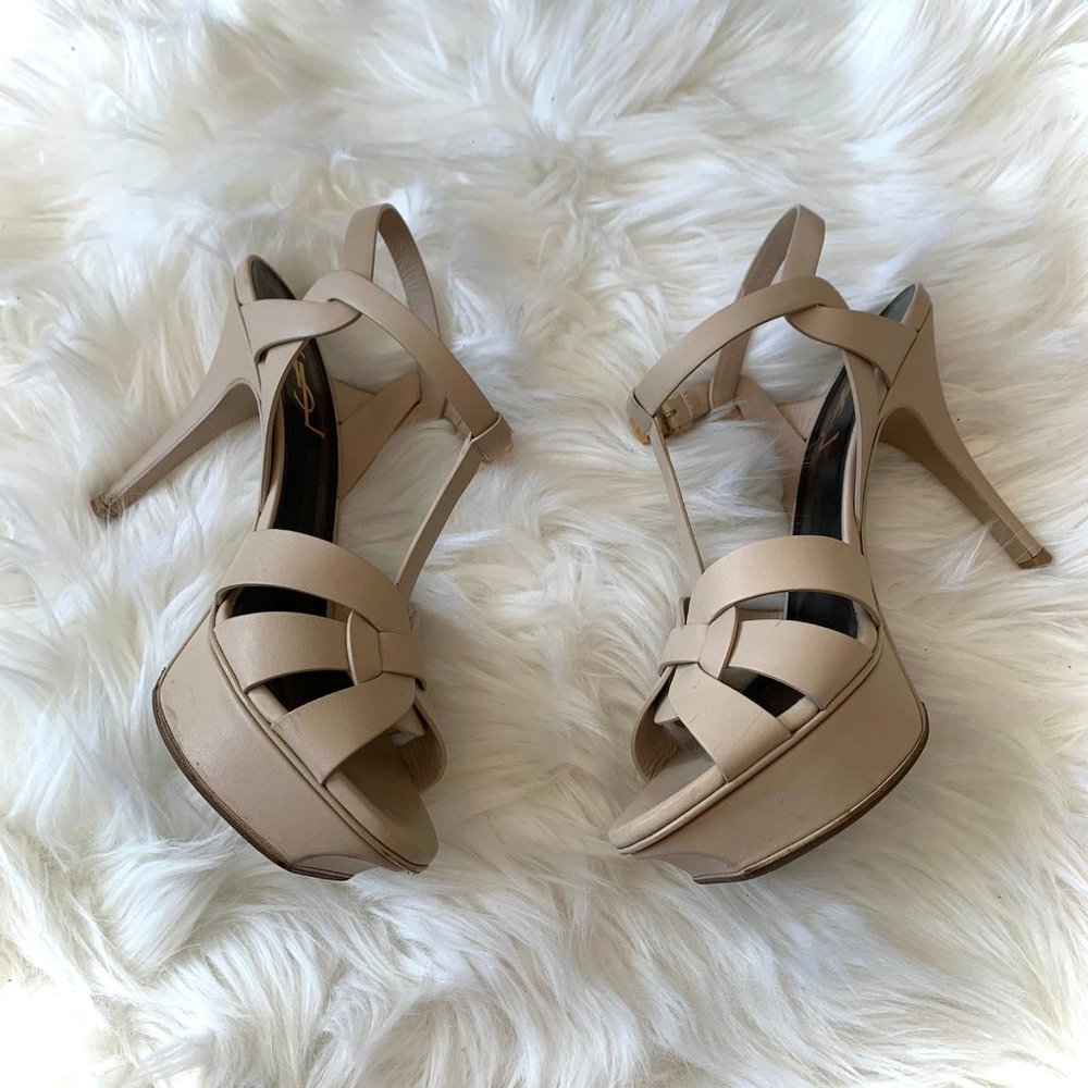 YSL Saint Laurent Tribute Beige platform sandals - Picture 5 of 6